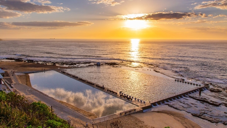 Merewether Ocean Baths at sunset